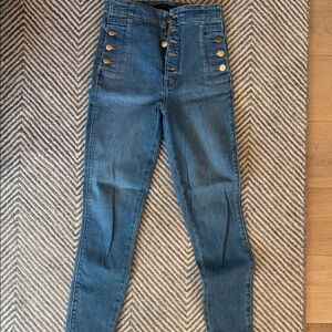 J Brand High-Rise Blue Button-Front Jeans